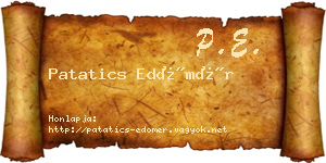 Patatics Edömér névjegykártya